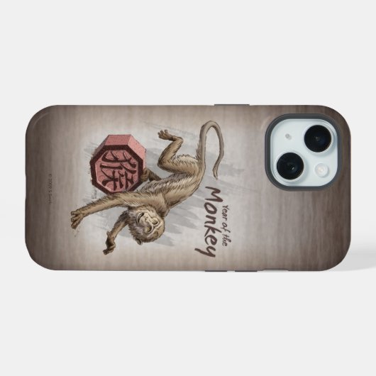 Jaar van de Chinese Zodiac Kunst in Monkey iPhone 15 Case (Achterkant horizontaal)