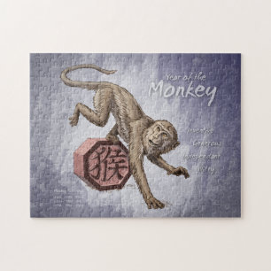 Jaar van de Chinese Zodiac Kunst in Monkey Legpuzzel