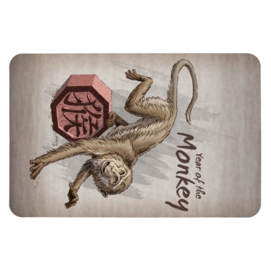 Jaar van de Chinese Zodiac Kunst in Monkey Magneet (Horizontaal)