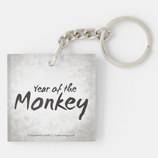 Jaar van de Chinese Zodiac Kunst in Monkey Sleutelhanger (Achterkant)