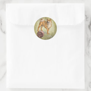 Jaar van de Chinese Zodiac Kunst van de Dog Ronde Sticker