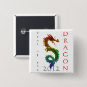 Jaar van de Draak 2012 Knop Vierkante Button 5,1 Cm (Voorkant /achterkant)