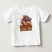 Jaar van de draak 2024 baby witte Shirten, Dragon