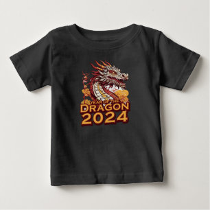 Jaar van de draak 2024 baby zwart T-shirt, Dragon