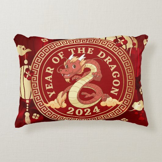 Jaar van de Draak 2024 | Chinees sterrenbeeld Accent Kussen (Voorkant)