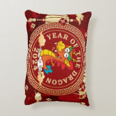 Jaar van de Draak 2024 | Chinees sterrenbeeld Accent Kussen (Achterkant (Verticaal))