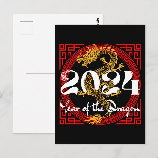 Jaar van de Draak 2024 Chinese dierenriem Briefkaart (Voorkant / Achterkant)