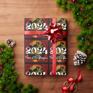 Jaar van de Draak 2024 Chinese dierenriem Cadeaupapier