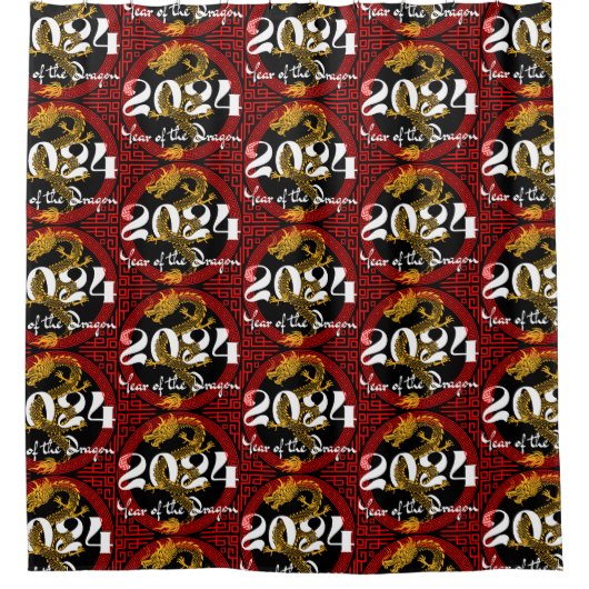 Jaar van de Draak 2024 Chinese dierenriem Douchegordijn (Voorkant)