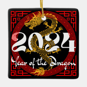 Jaar van de Draak 2024 Chinese dierenriem Keramisch Ornament