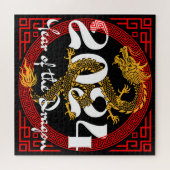 Jaar van de Draak 2024 Chinese dierenriem Legpuzzel (Horizontaal)
