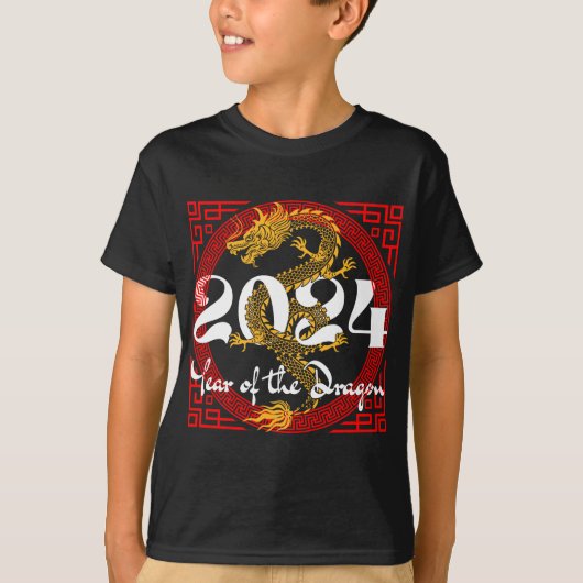 Jaar van de Draak 2024 Chinese dierenriem T-shirt (Voorkant)