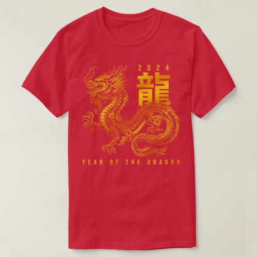 Jaar van de draak 2024 Chinese dierenriem T-shirt (Design voorkant)