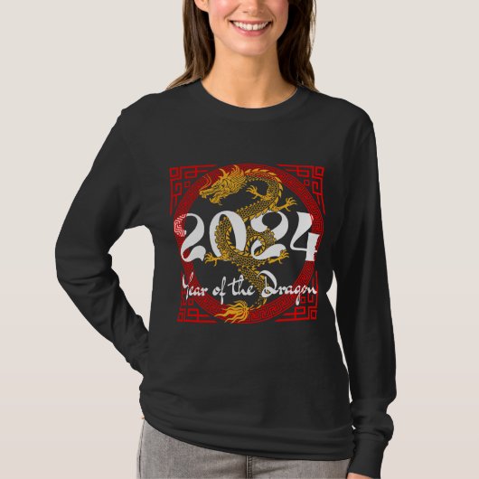 Jaar van de Draak 2024 Chinese dierenriem T-shirt (Voorkant)
