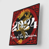 Jaar van de Draak 2024 Chinese dierenriem Vierkante Klok (Hoek)