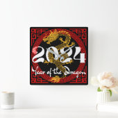 Jaar van de Draak 2024 Chinese dierenriem Vierkante Klok (Huis)