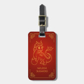 Jaar van de Draak 2024 Chinese Zodiac Bagagelabel (Voorkant verticaal)
