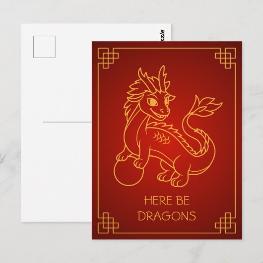 Jaar van de Draak 2024 Chinese Zodiac Briefkaart (Voorkant / Achterkant)