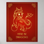 Jaar van de Draak 2024 Chinese Zodiac Folie Afdrukken (Voorkant)