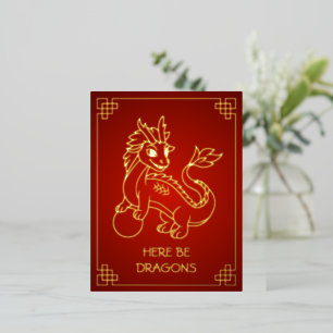 Jaar van de Draak 2024 Chinese Zodiac Folie Feestdagen Briefkaart