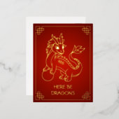 Jaar van de Draak 2024 Chinese Zodiac Folie Feestdagen Briefkaart (Voorkant / Achterkant)