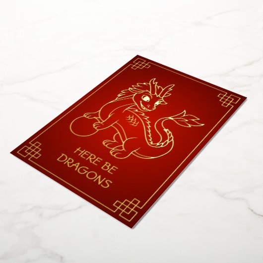 Jaar van de Draak 2024 Chinese Zodiac Folie Feestdagenkaart (Gedraaid)