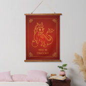 Jaar van de Draak 2024 Chinese Zodiac Hangend Wandkleed (Slaapkamer)