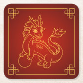 Jaar van de Draak 2024 Chinese Zodiac Kartonnen Onderzetters (Voorkant)