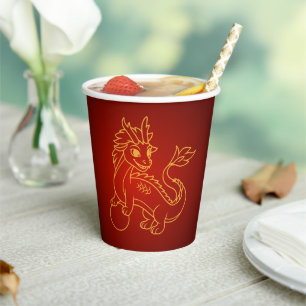 Jaar van de Draak 2024 Chinese Zodiac Papieren Bekers