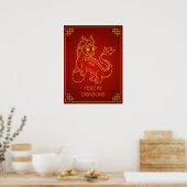 Jaar van de Draak 2024 Chinese Zodiac Poster (Keuken)
