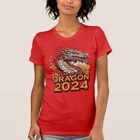 Jaar van de draak 2024 Dames Slim Fit T-shirt (Voorkant)