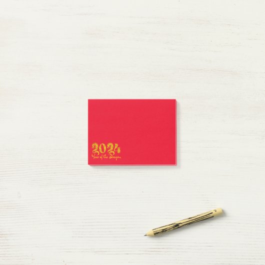 Jaar van de draak 2024 goud post-it® notes (Op bureau)