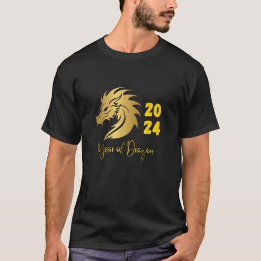 Jaar van de Draak 2024 Goud T-shirt (Voorkant)