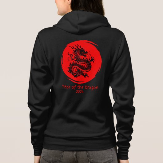Jaar van de Draak 2024 in Rode Maan Hoodie (Achterkant)