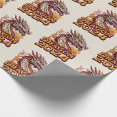 Jaar van de draak 2024 inpakpapier, Dragon Cadeaupapier (Hoek)