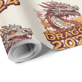 Jaar van de draak 2024 inpakpapier, Dragon Cadeaupapier (Rol Hoek)