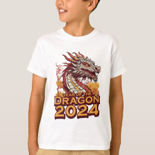Jaar van de draak 2024 Jongen wit Shirt, Dragon T-shirt