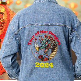 Jaar van de Draak 2024 Maan Zodiac teken Denim Jacket