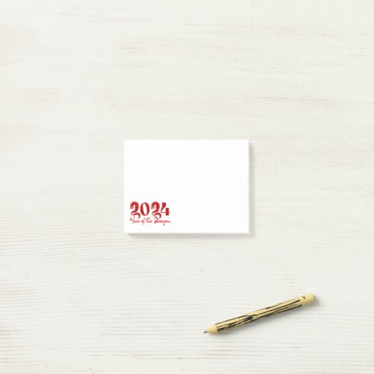 Jaar Van De Draak 2024 Rood Post-it® Notes (Op bureau)