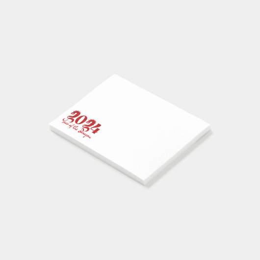 Jaar van de draak 2024 rood post-it® notes (Schuin)