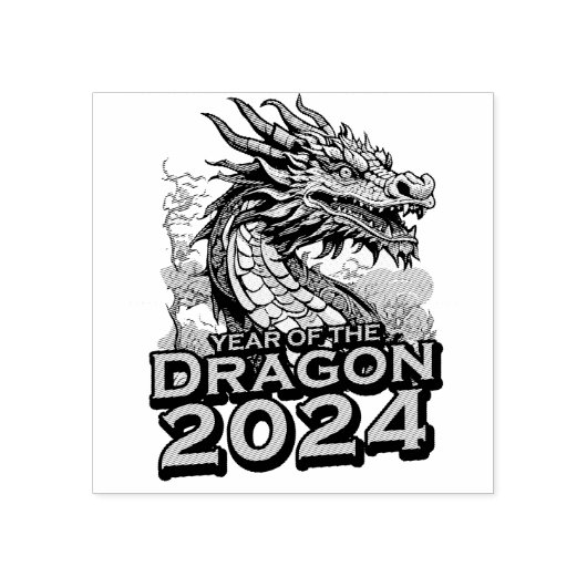 Jaar van de draak 2024 rubberstempel (Afrduk)