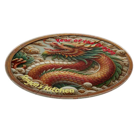 'Jaar van de Draak 2024' Traditionele Keramische T Snijplank (Hoek)