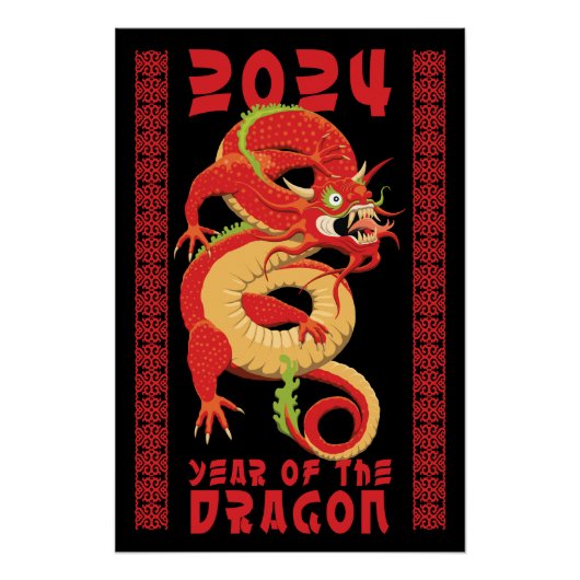 Jaar van de Draak - Chinees Nieuwjaar 2024 Perfect Poster (Voorkant)
