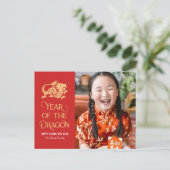 Jaar van de Draak Chinees Nieuwjaar Briefkaart (Staand voorkant)