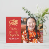 Jaar van de draak Chinese nieuwjaarskaart Feestdagenkaart (Staand voorkant)