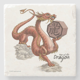 Jaar van de Draak Chinese Zodiac Animal Art Stenen Onderzetter