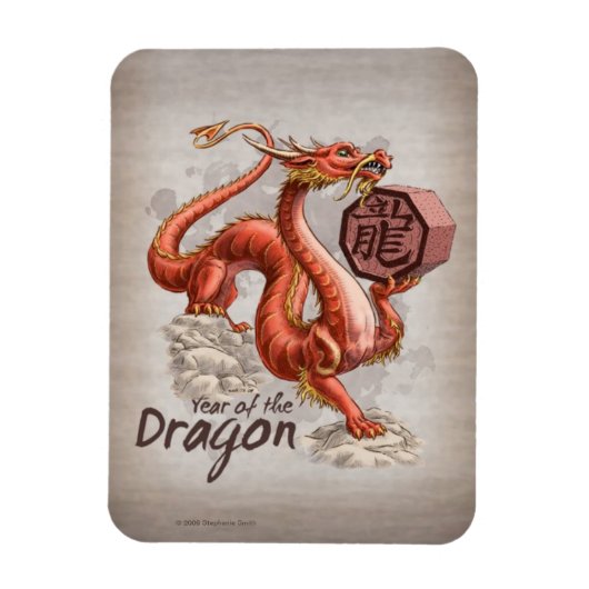 Jaar van de Draak Chinese Zodiac Art Magneet (Verticaal)