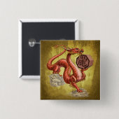 Jaar van de Draak Chinese Zodiac Art Vierkante Button 5,1 Cm (Voorkant /achterkant)