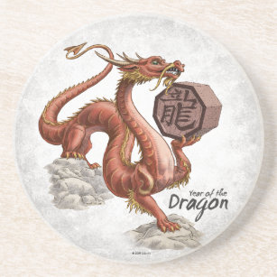 Jaar van de Draak Chinese Zodiac Art Zandsteen Onderzetter