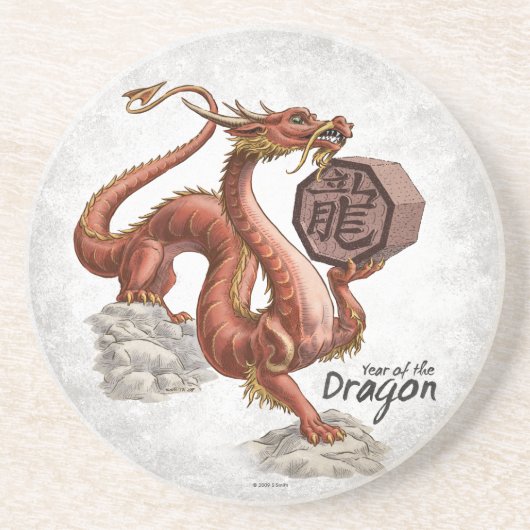 Jaar van de Draak Chinese Zodiac Art Zandsteen Onderzetter (Voorkant)